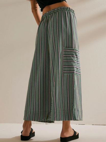 Contrast Striped Wide leg Pants - Roe Creation