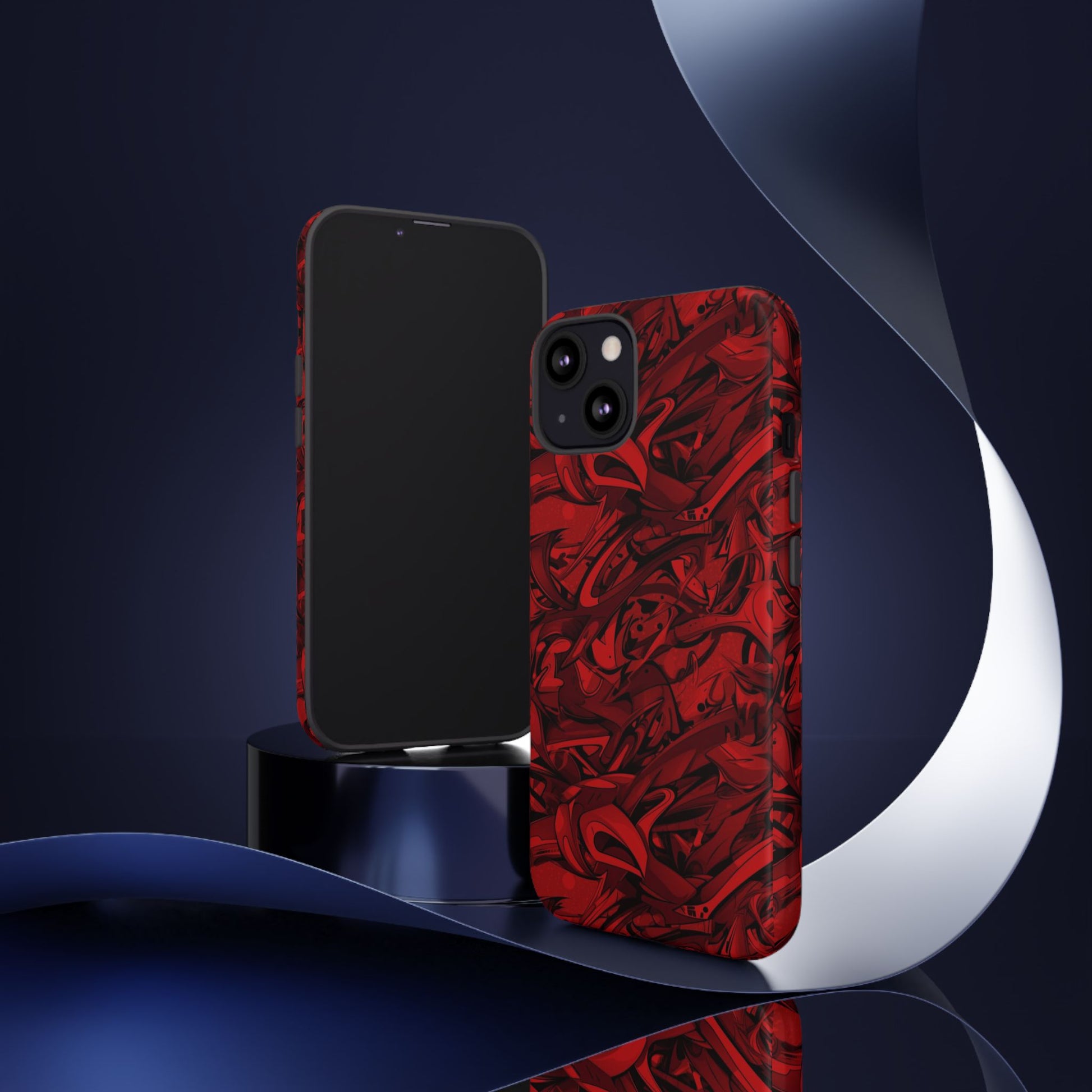 Abstract Pattern Red Black Tough Phone Cases: Bold Red Artistic Phone Case for Trendsetters - Roe Creation