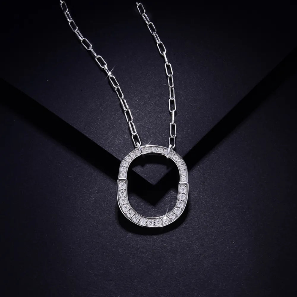 925 Sterling Silver Inlaid Moissanite Pendant Necklace - Roe Creation