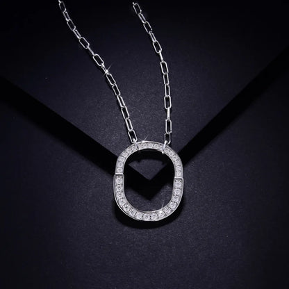 925 Sterling Silver Inlaid Moissanite Pendant Necklace - Roe Creation