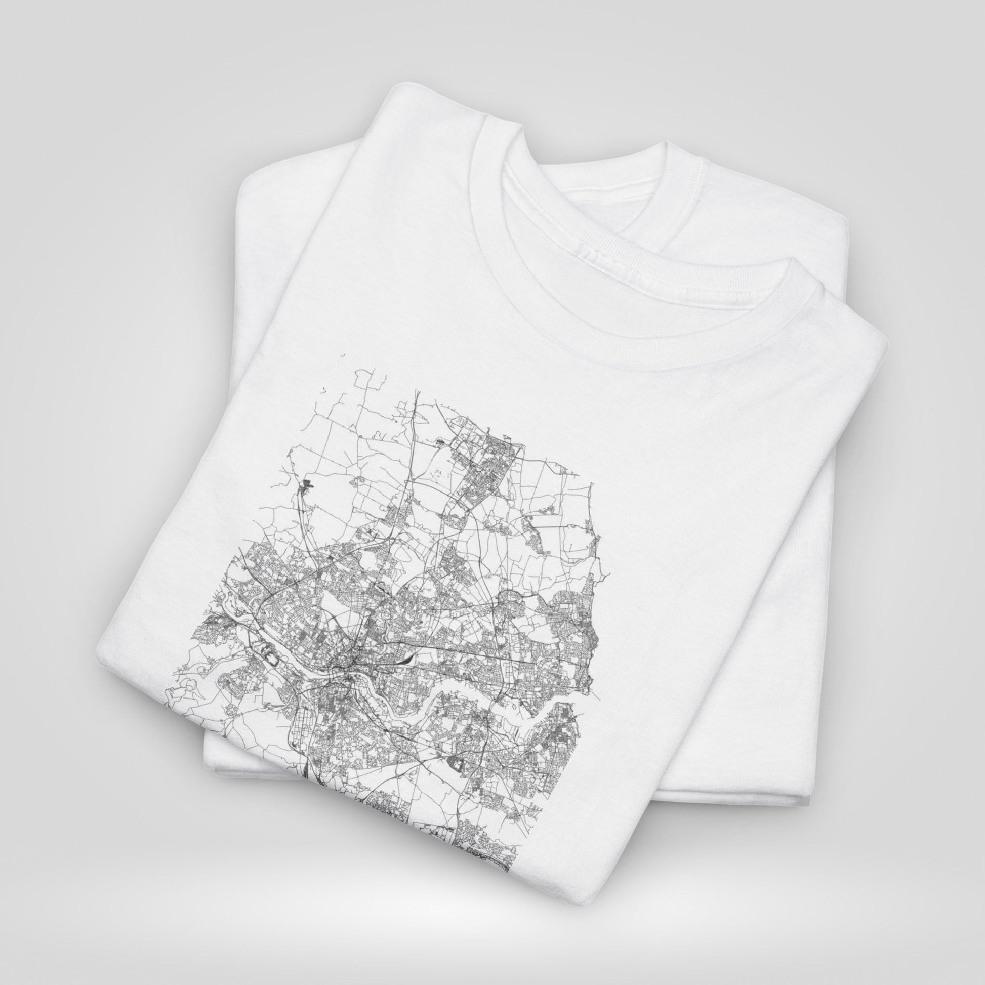 Newcastle Map Unisex Heavy Cotton Tee - Casual Streetwear - Roe Creation