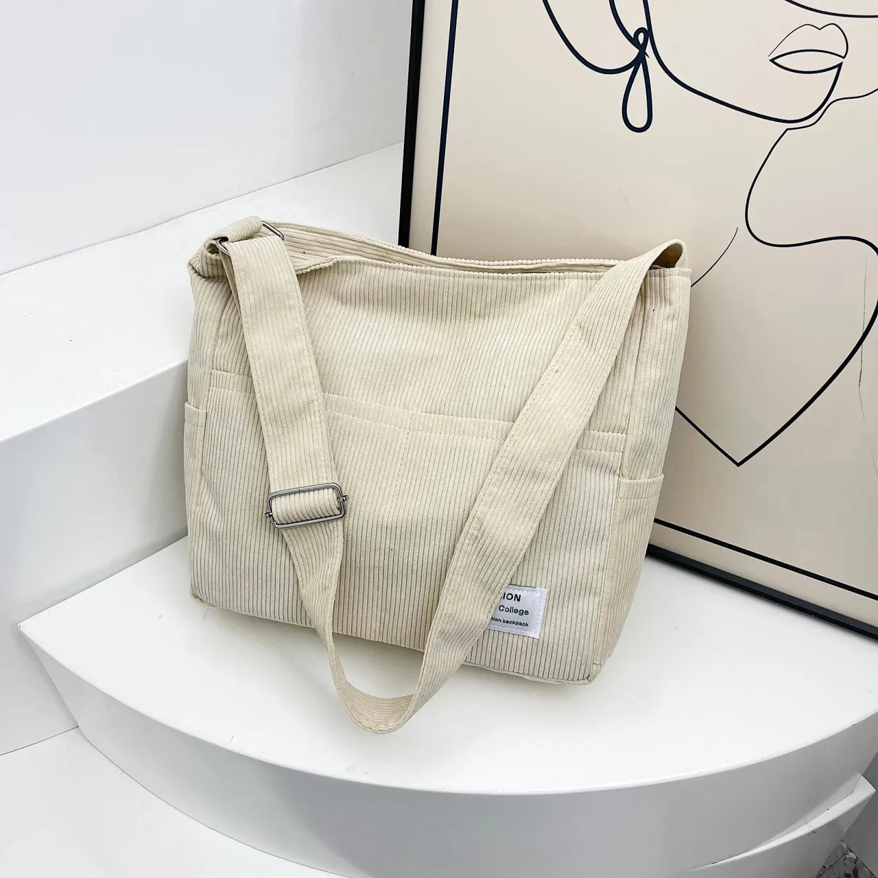 Corduroy Crossbody Messenger Bag - Roe Creation
