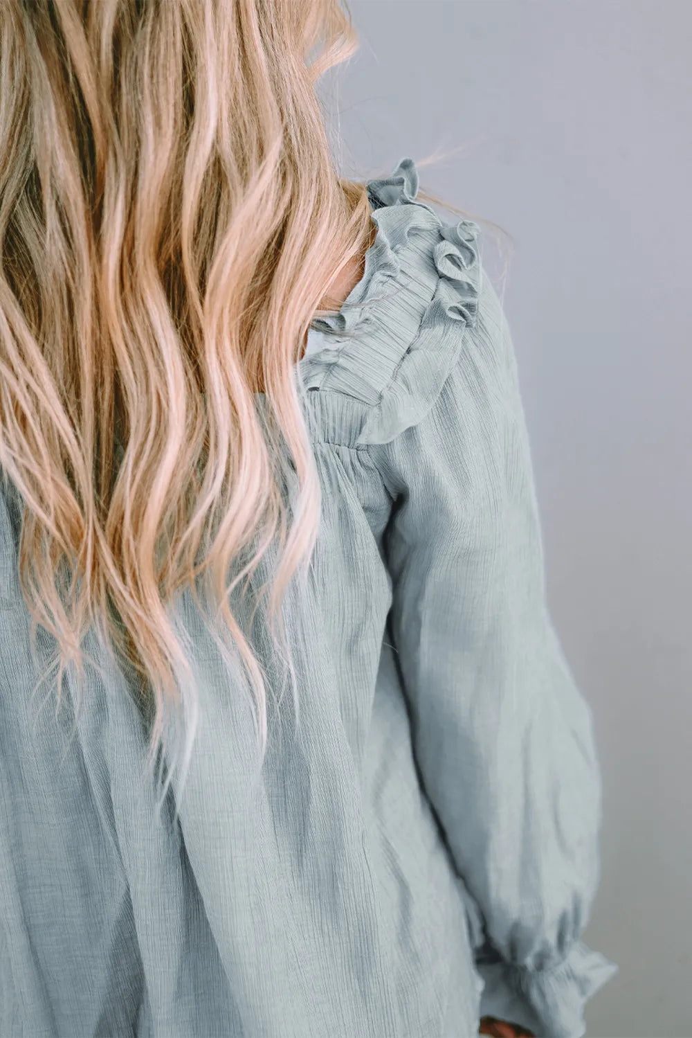Chic Frill Trim Blouse with Flounce Sleeves - Roe Creation