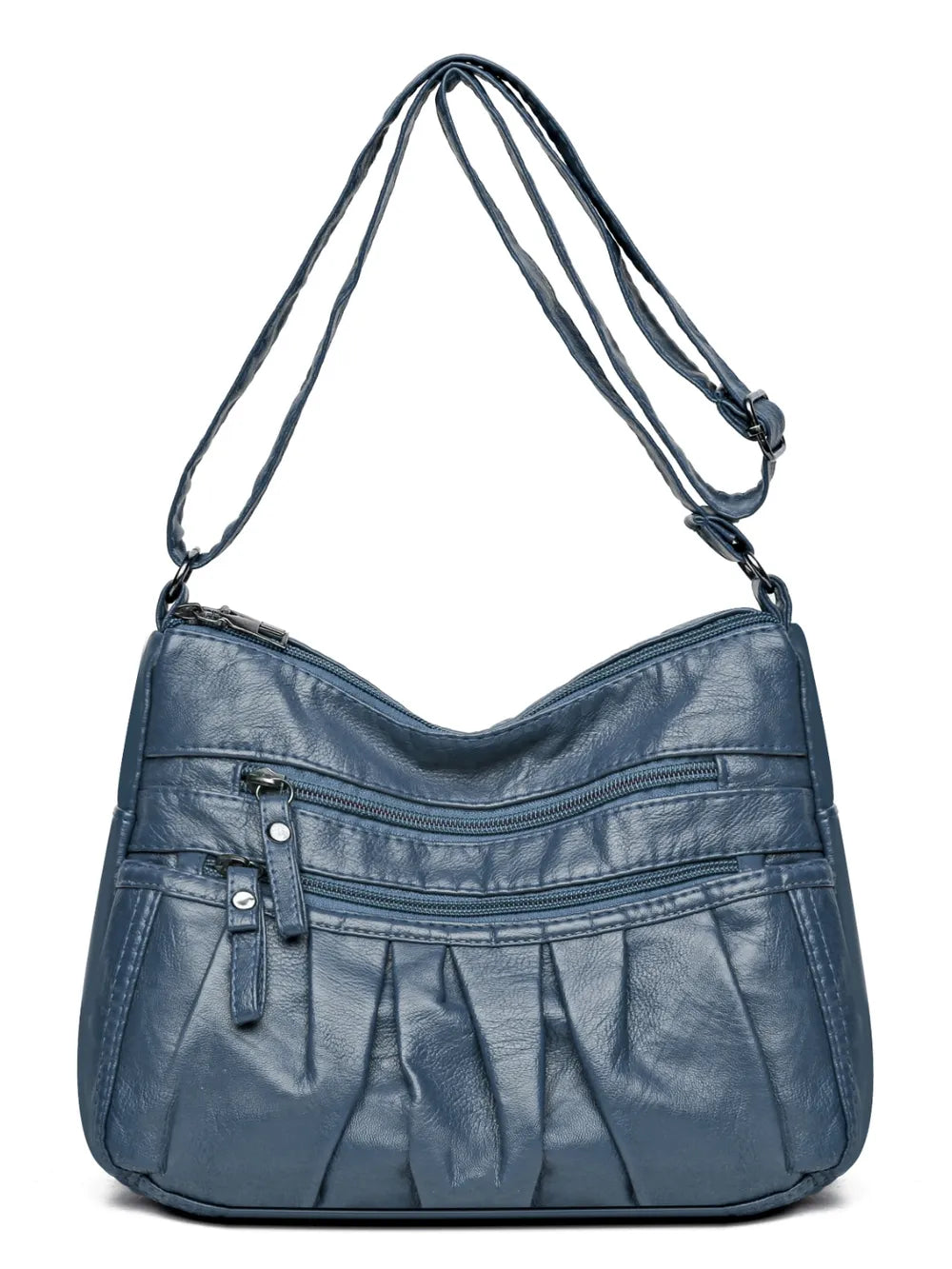 PU Leather Ruched Adjustable Strap Shoulder Bag - Roe Creation