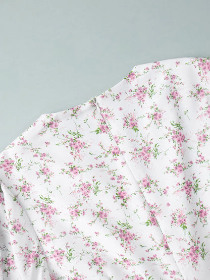 Floral Print Balloon Sleeve Dress - Roe Creation