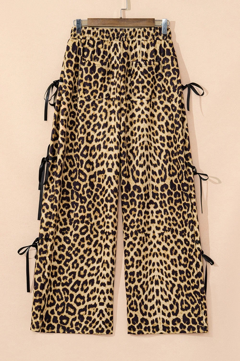 Leopard Bow Tie Elastic Waist Pants - Roe Creation