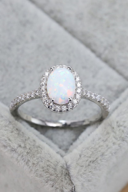 Opal 925 Sterling Silver Halo Ring - Roe Creation