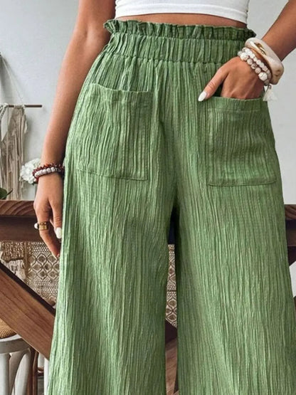 Frill Wide Leg Pants - Roe Creation