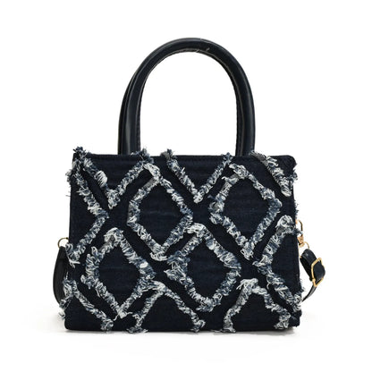 Diamond Pattern Fringe Edge Tote Bag - Roe Creation