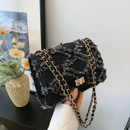 Frayed Edges Chain Crossbody Bag - Roe Creation