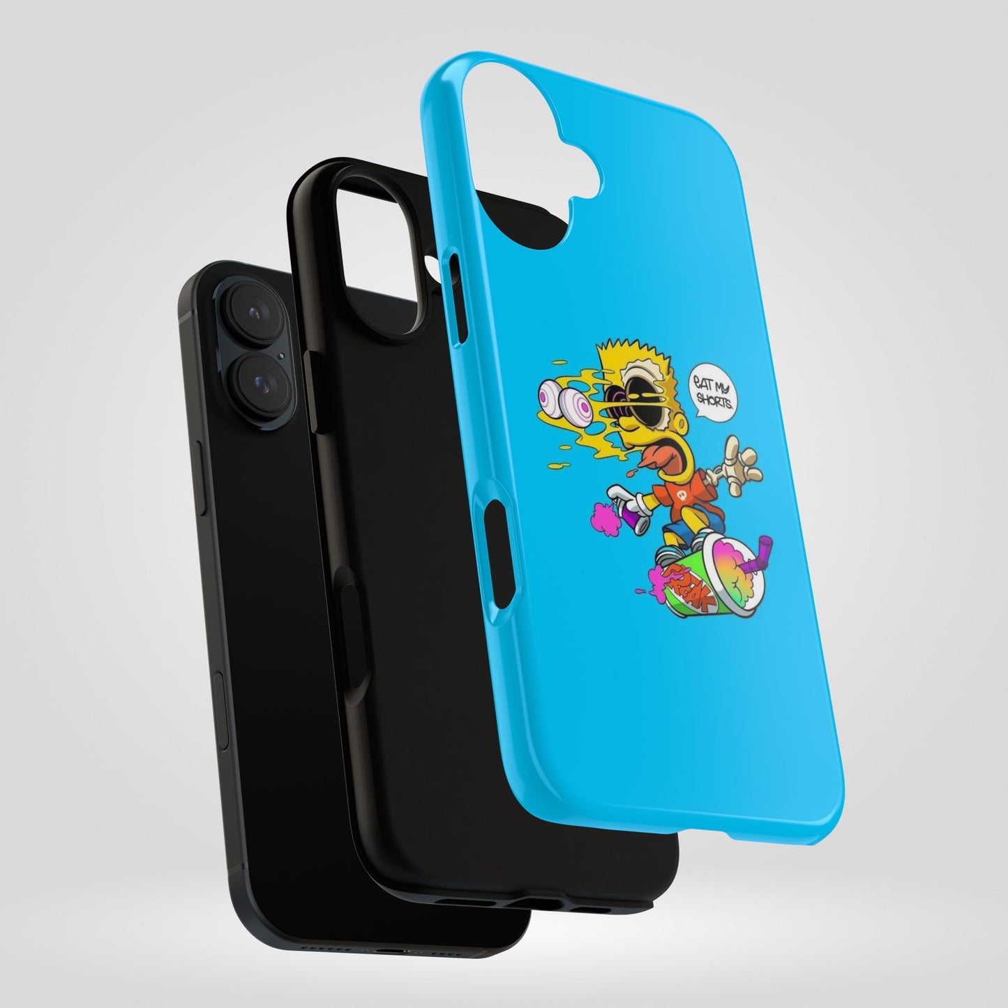 Spongebob Blue Cartoon iPhone Case - 'Eat My Shorts' Design