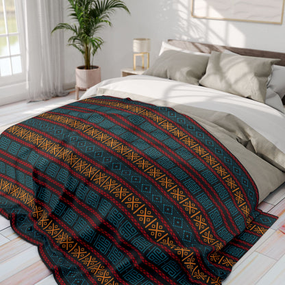 Colorful Aztec Tribal Fleece Blanket - Vibrant Tribal Pattern, Perfect for Home Decor and Gifting