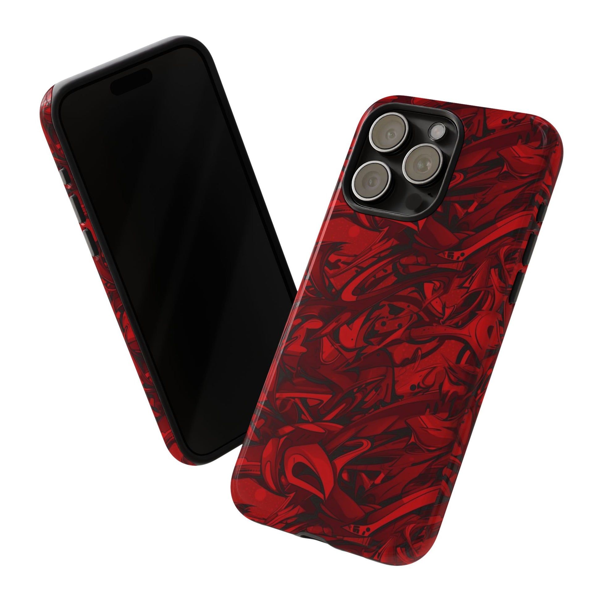Abstract Pattern Red Black Tough Phone Cases: Bold Red Artistic Phone Case for Trendsetters - Roe Creation