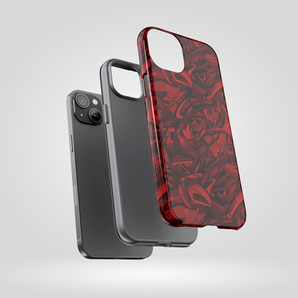 Abstract Pattern Red Black Tough Phone Cases: Bold Red Artistic Phone Case for Trendsetters - Roe Creation