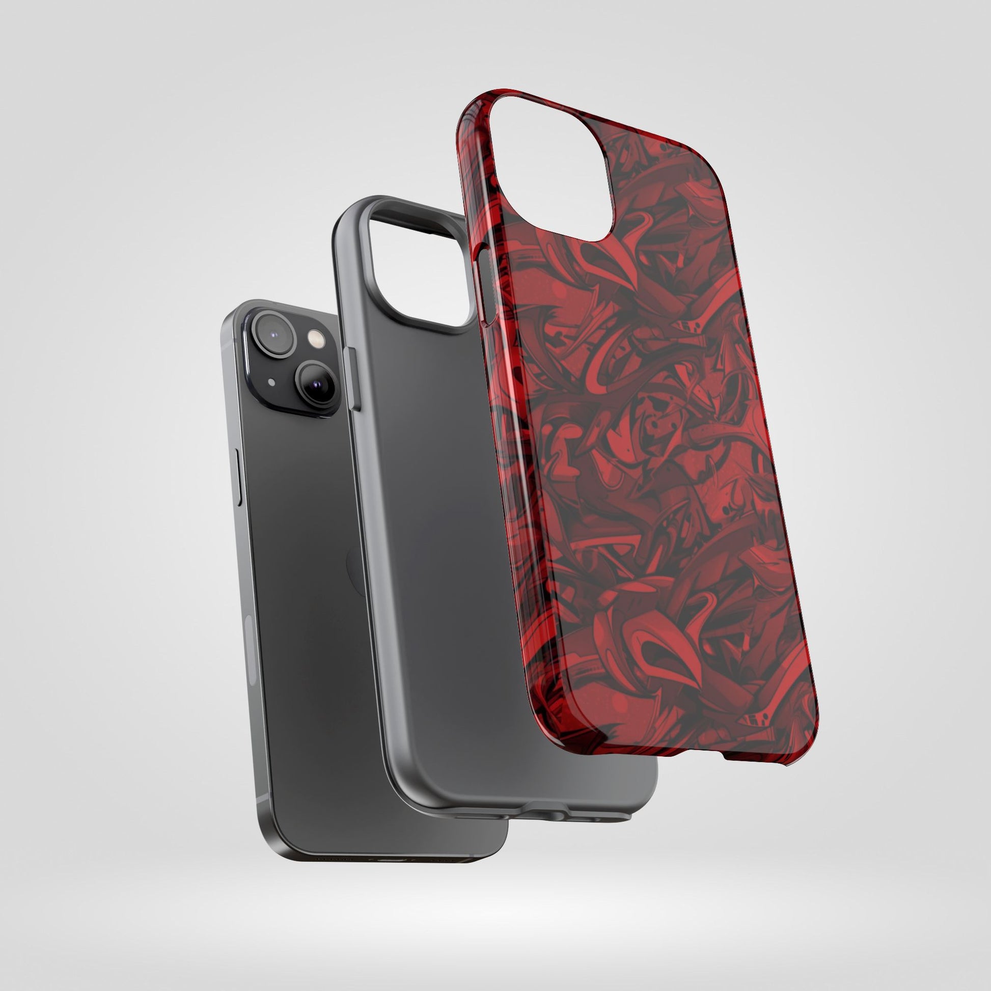 Abstract Pattern Red Black Tough Phone Cases: Bold Red Artistic Phone Case for Trendsetters - Roe Creation
