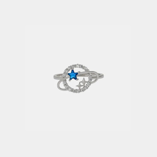 Planet Shape Inlaid Zircon 925 Sterling Silver Ring - Roe Creation