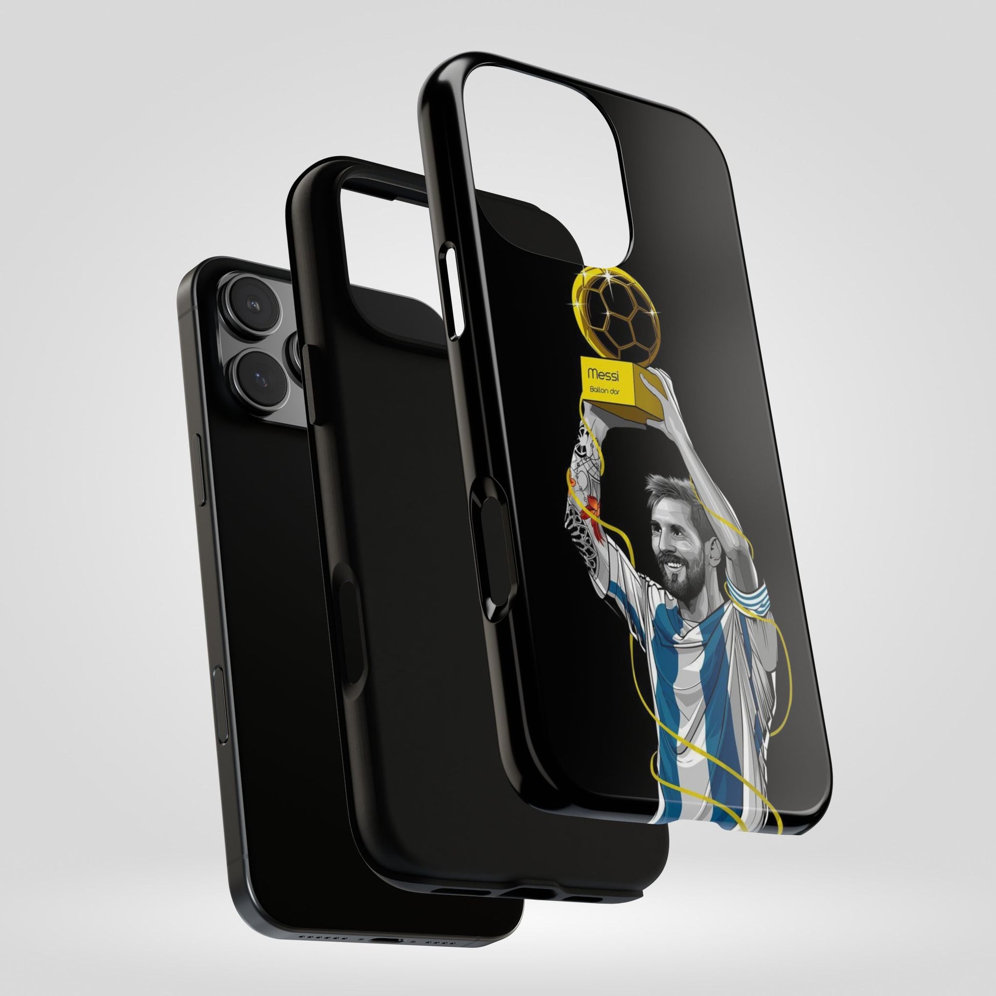 Messi Ballon Dor Black Phone Case - Tough Cases for Soccer Fans - Roe Creation