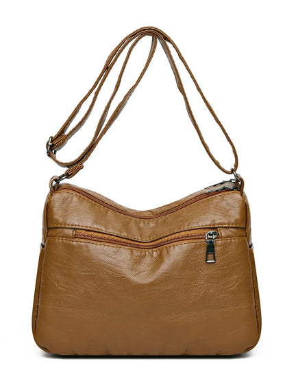 PU Leather Ruched Adjustable Strap Shoulder Bag - Roe Creation