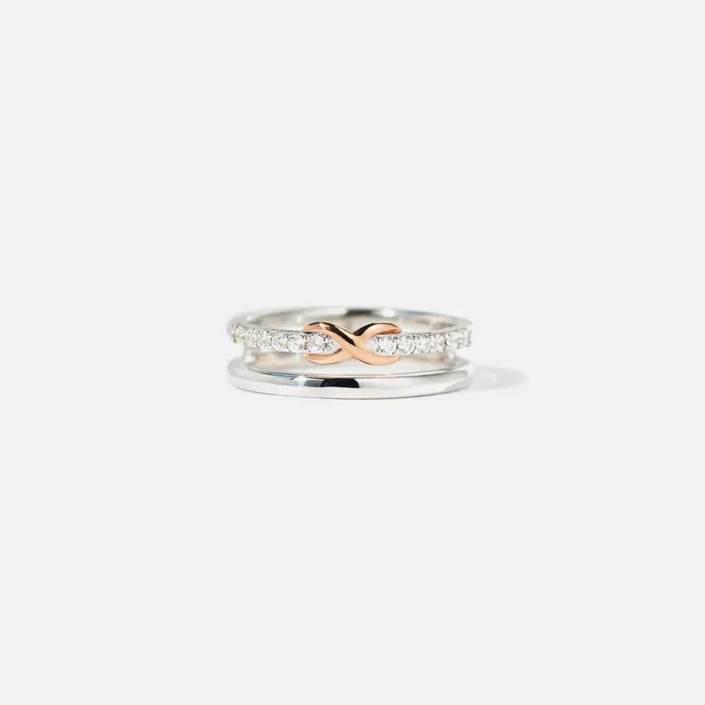 Double-Layered Zircon 925 Sterling Silver Ring - Roe Creation