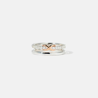 Double-Layered Zircon 925 Sterling Silver Ring - Roe Creation