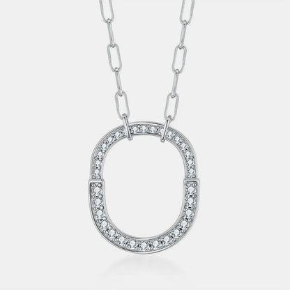 925 Sterling Silver Inlaid Moissanite Pendant Necklace - Roe Creation