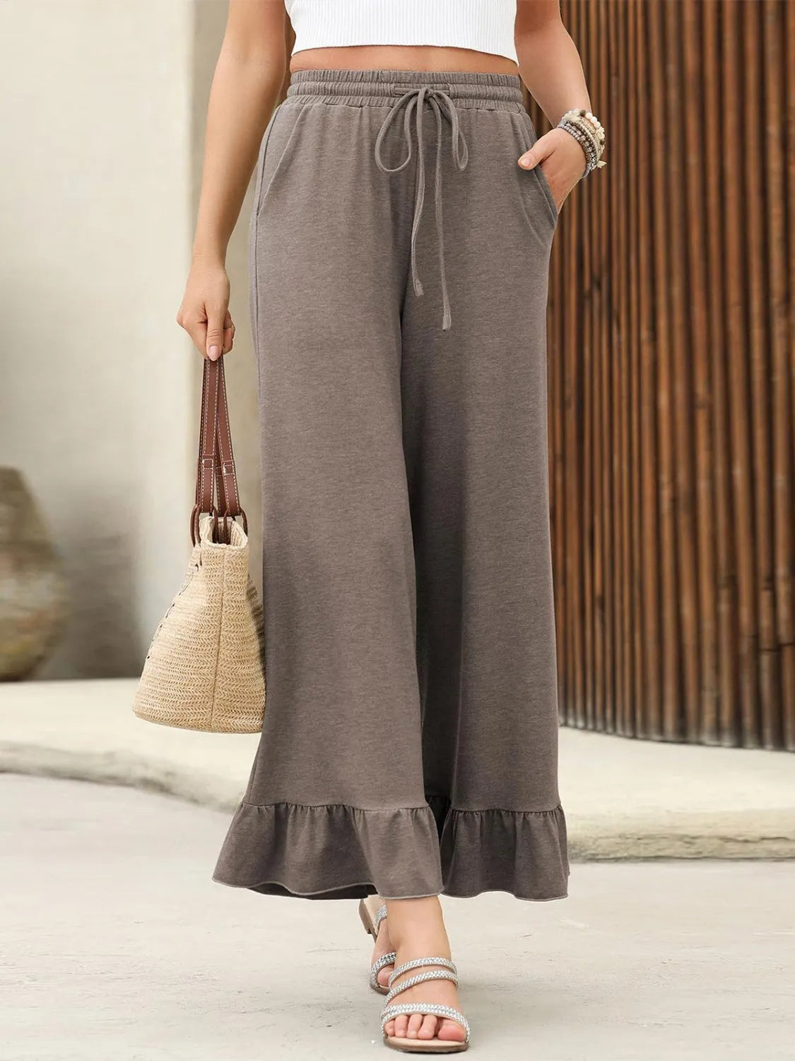 Ruffled Wide Leg Pants - Roe Creation
