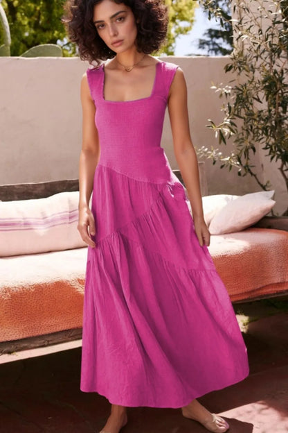 Square Neck Wide Strap Dress - Roe Creation