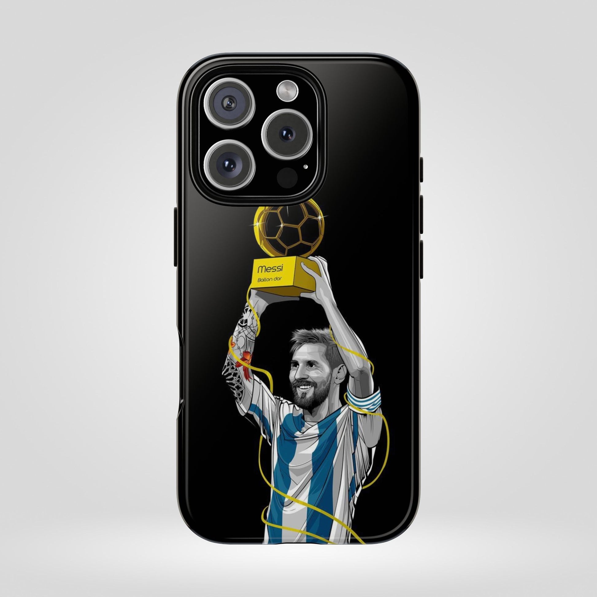 Messi Ballon Dor Black Phone Case - Tough Cases for Soccer Fans - Roe Creation
