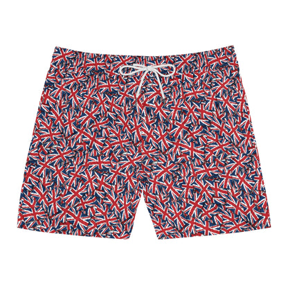 Great Britain Flag Patterned Swim Shorts for Men - Mid-Length Summer Beachwear, United Kingdom