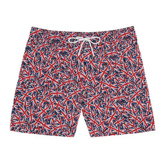 Great Britain Flag Patterned Swim Shorts for Men - Mid-Length Summer Beachwear, United Kingdom