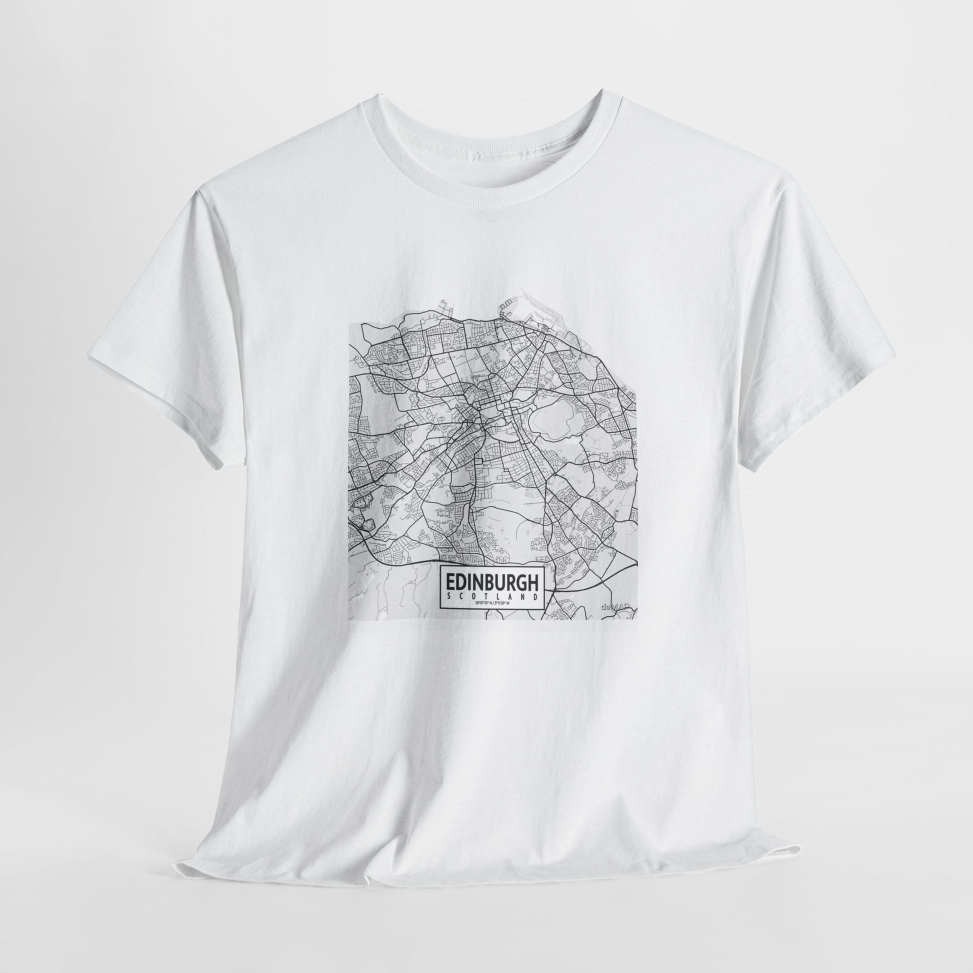 Edinburgh Map Unisex Heavy Cotton Tee - Trendy Urban Style - Roe Creation