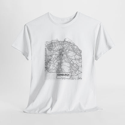Edinburgh Map Unisex Heavy Cotton Tee - Trendy Urban Style - Roe Creation