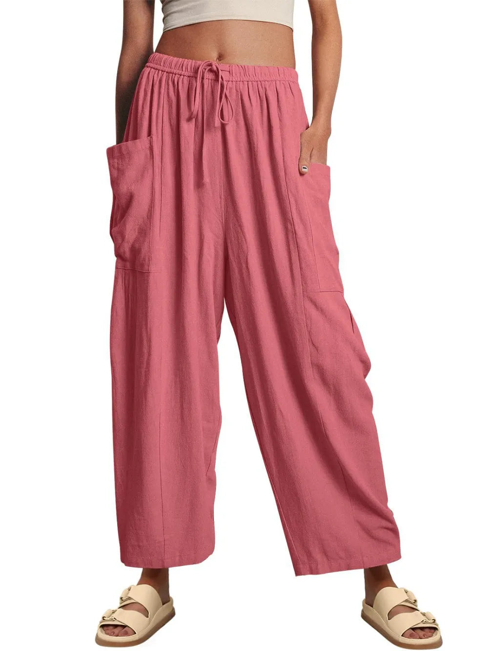 Full Size Wide Leg Pants with Pockets Plus Size - Roe Creation