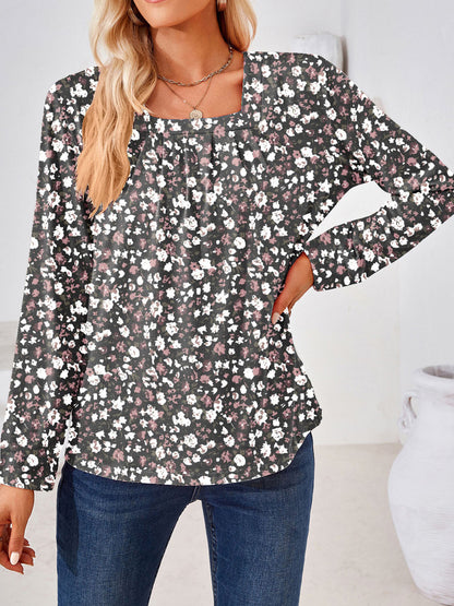 Boho Square Neck Long Sleeve Blouse – Full Size Bohemian Chic Top - Roe Creation