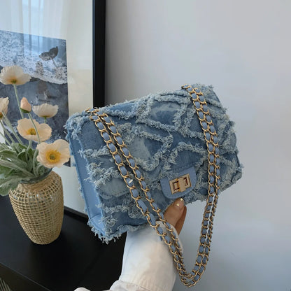 Frayed Edges Chain Crossbody Bag - Roe Creation