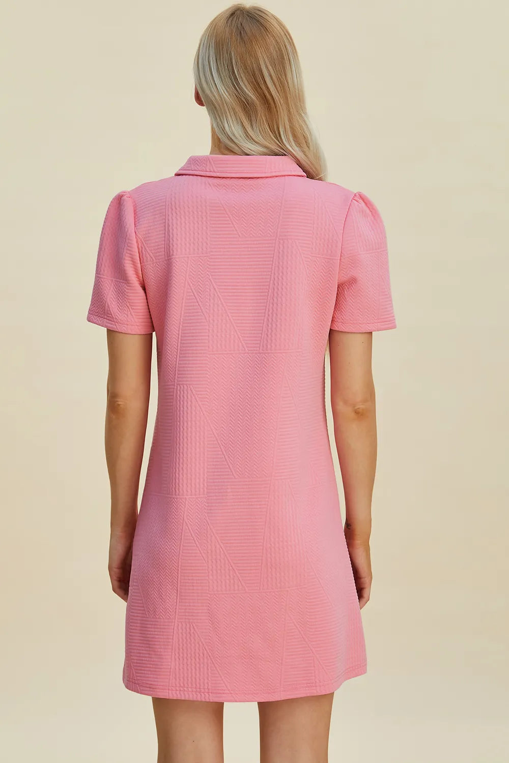 Double Take Full Size Texture Short Sleeve Dress - Roe Creation
