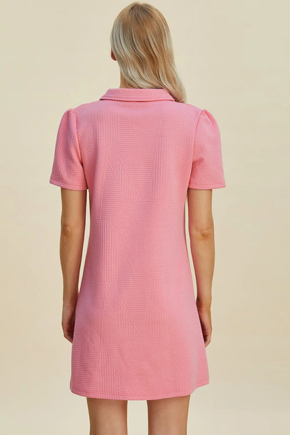 Double Take Full Size Texture Short Sleeve Dress - Roe Creation