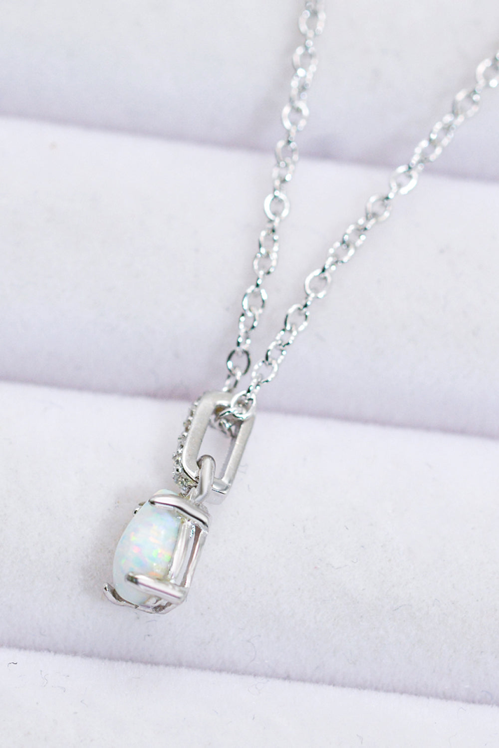 Opal Pendant 925 Sterling Silver Chain-Link Necklace - Roe Creation
