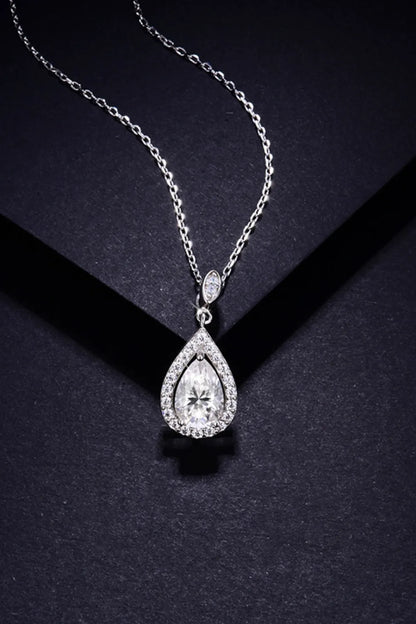 1.5 Carat Moissanite 925 Sterling Silver Teardrop Necklace - Roe Creation