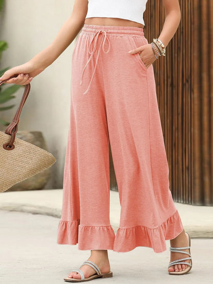 Ruffled Wide Leg Pants - Roe Creation