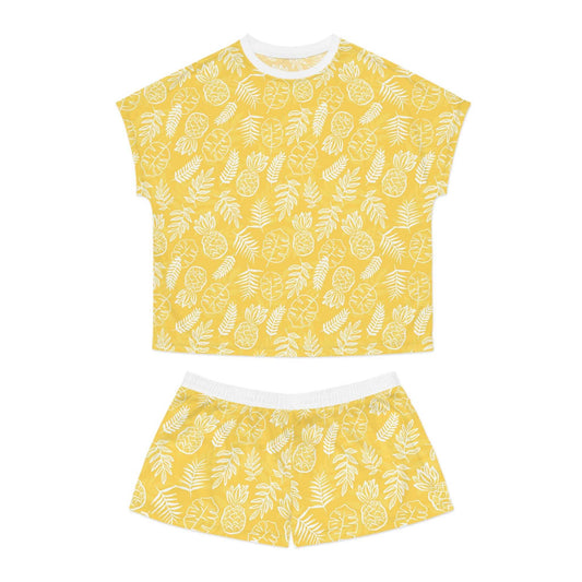 Pineapple Tropical Pattern Women's Pajama Set, Summer Sleepwear, Cute Loungewear.