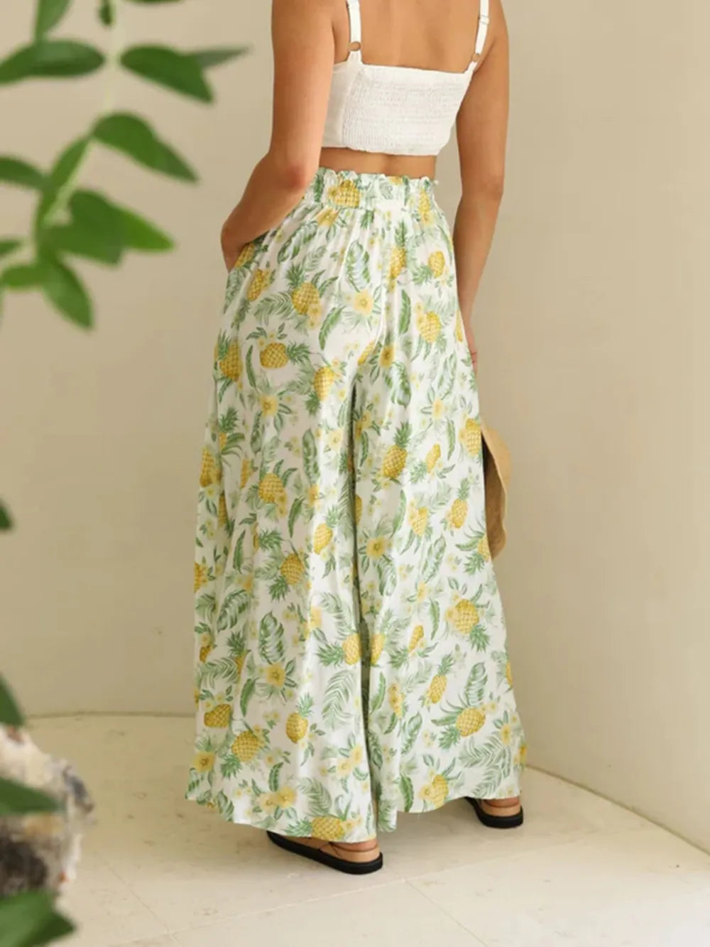 Printed Wide Leg Pants - Roe Creation