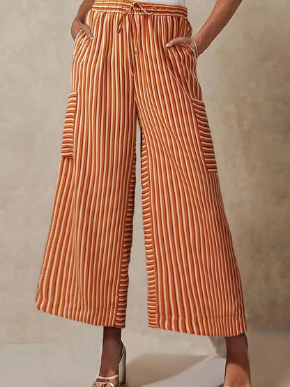 Contrast Striped Wide leg Pants - Roe Creation