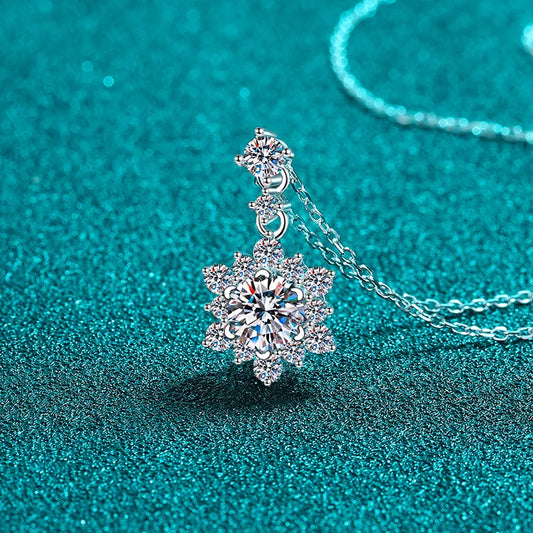 1 Carat Moissanite Zircon 925 Sterling Silver Necklace - Roe Creation