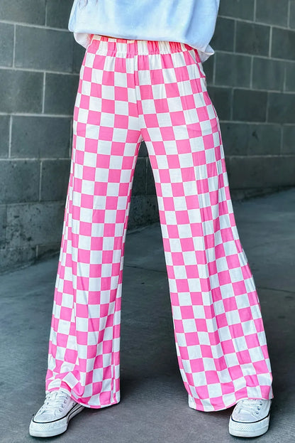 Checkered Wide Leg Pants - Roe Creation