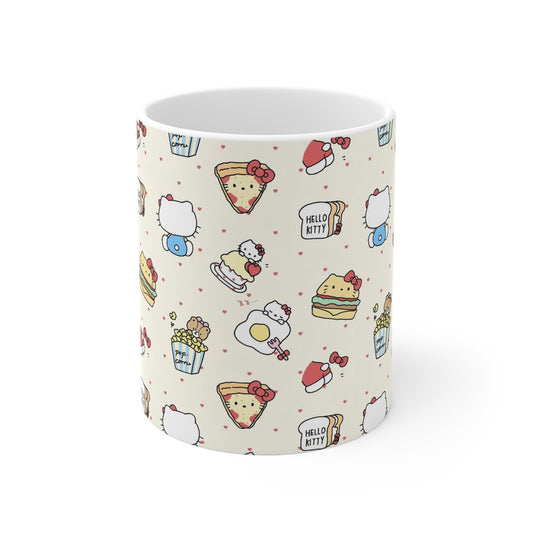 Cute Kitty Foodie 11oz White Mug - Perfect for Cat Lovers & Foodies