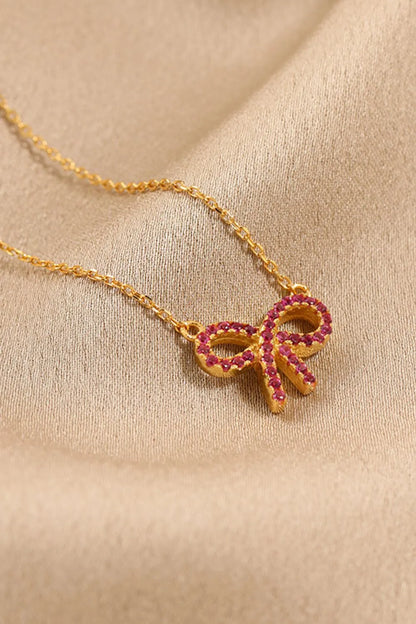 925 Sterling Silver Bow Necklace - Roe Creation