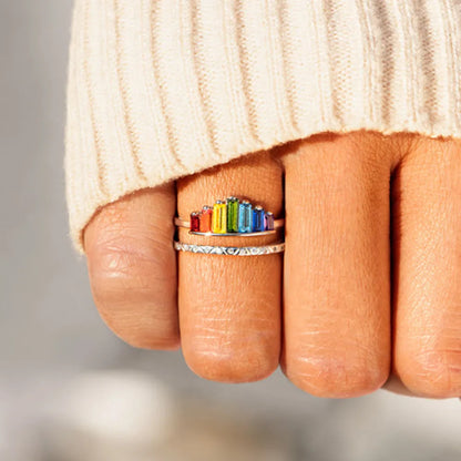 Zircon 925 Sterling Silver Double-Layered Ring - Roe Creation