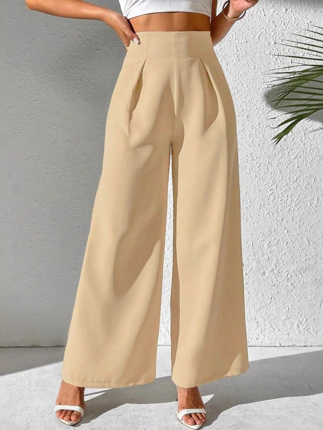Wide Leg High Waist Pants - Roe Creation