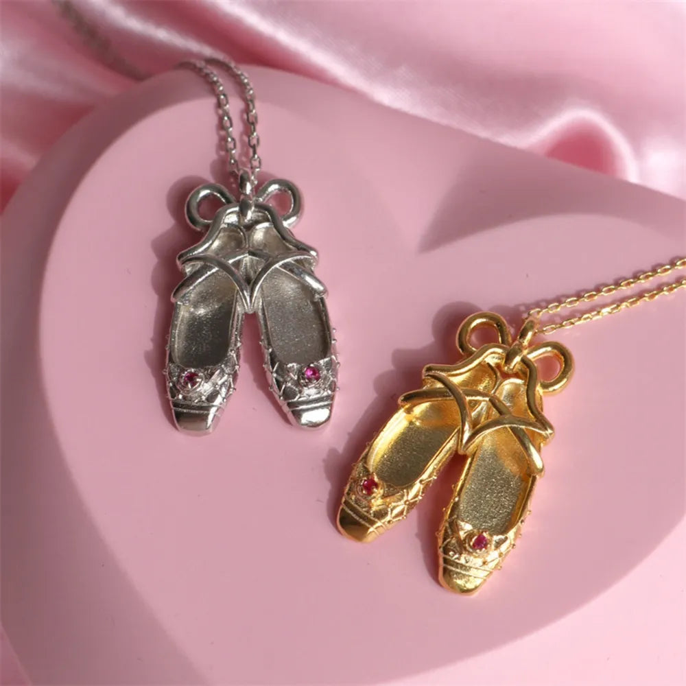 Copper Ballet Shoe Pendant Necklace - Roe Creation